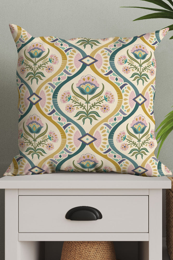 
            
                Load image into Gallery viewer, Chic Vintage Damask by Misentangledvision Square Cushion (Beige) | Harper &amp;amp; Blake
            
        