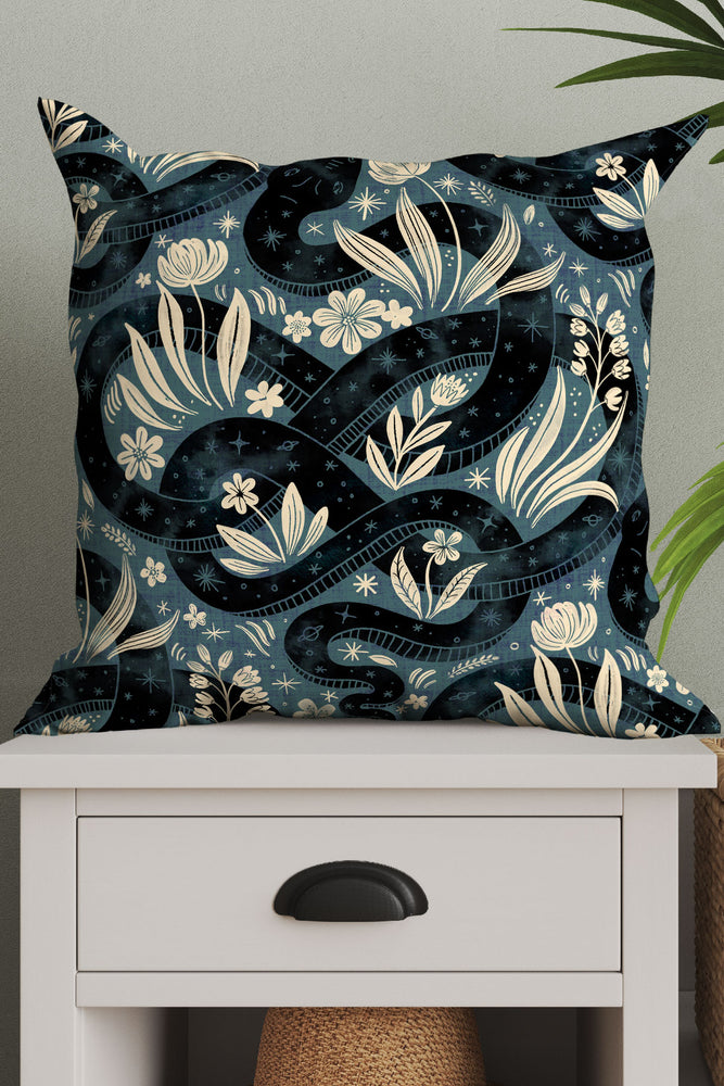 Cosmic Serpent By Rebecca Elfast Square Cushion (Teal)