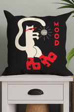 Mood Cat By Aley Wild Square Cushion (Black)