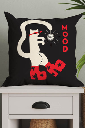 Mood Cat By Aley Wild Square Cushion (Black) | Harper & Blake