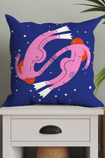 Swirling in the Deep By Aley Wild Square Cushion (Blue)