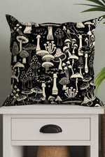 Mushroom Collection by Misentangledvision Square Cushion (Black)
