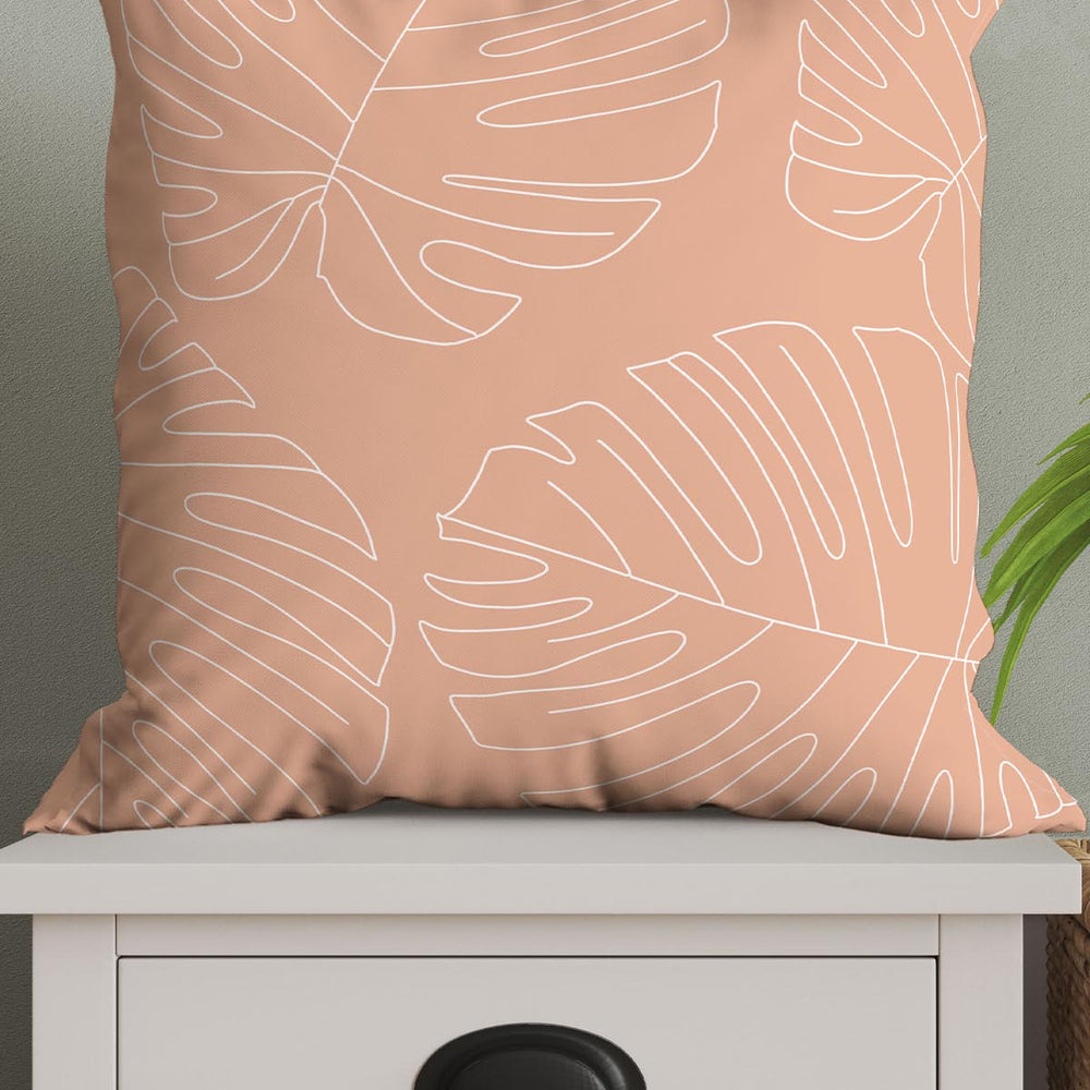 
                  
                    Monstera Plant Leaves Square Cushion (Peach) | Harper & Blake
                  
                