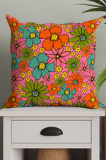 Overlapping Flowers Square Cushion (Pink)