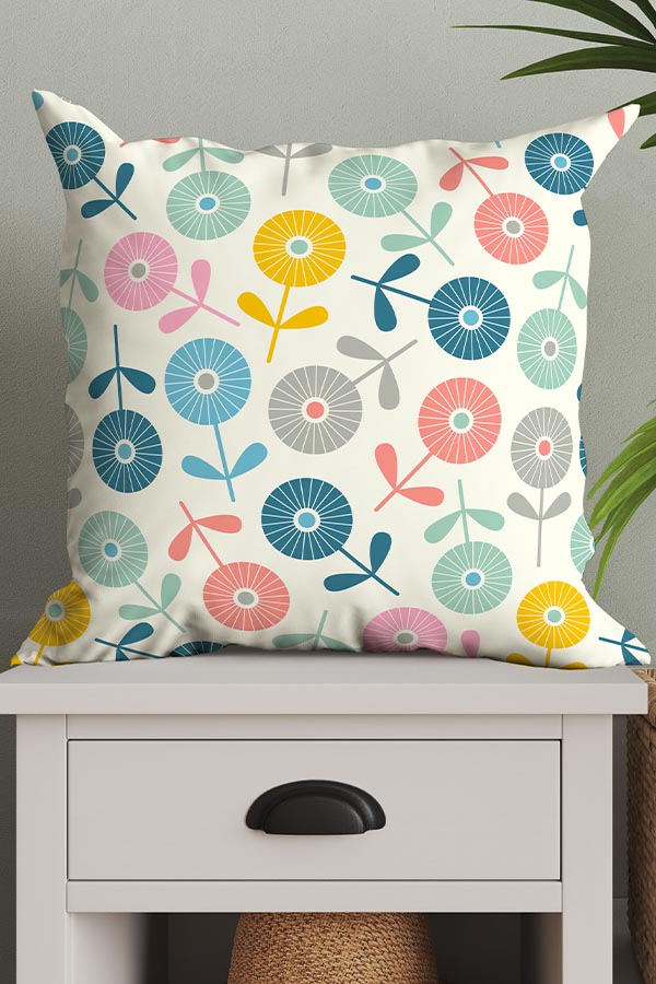 Spring Ditsy By Jackie Tahara Square Cushion (White) | Harper & Blake