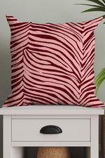 Zebra Skin Print Square Cushion (Peach)