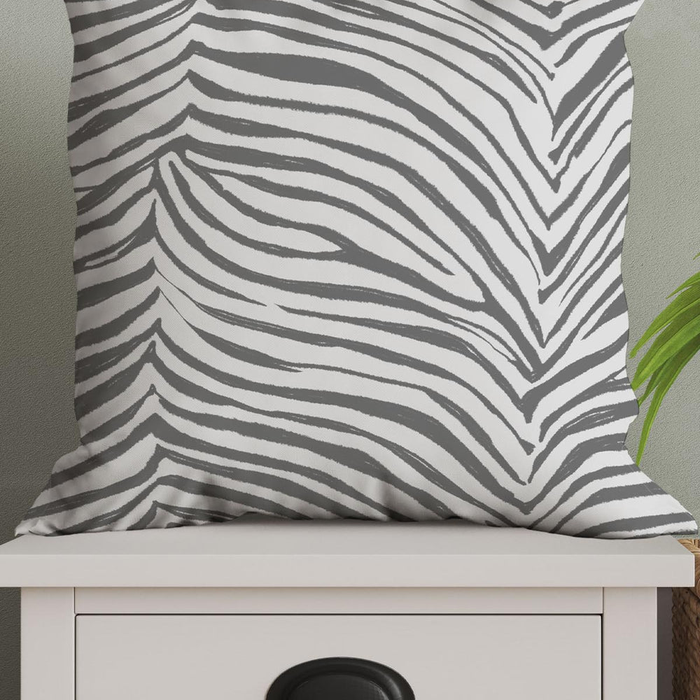 
                  
                    Zebra Skin Print Square Cushion (Silver) | Harper & Blake
                  
                