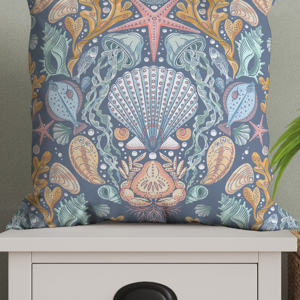 
                  
                    Deep Sea Damask By Rebecca Elfast Square Cushion (Blue) | Harper & Blake
                  
                