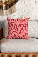 Abstract Plant Square Cushion (Cherry Red)