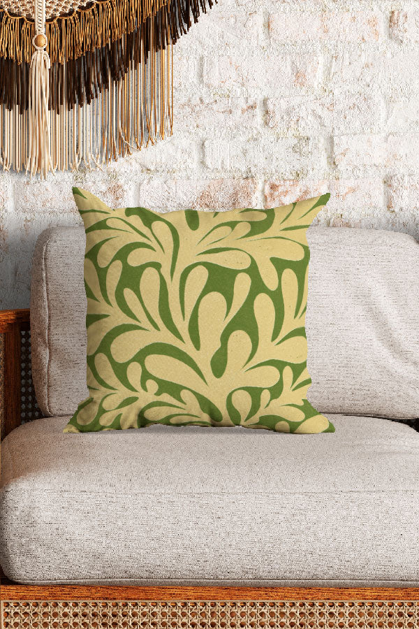 Abstract Plant Square Cushion (Green) | Harper & Blake