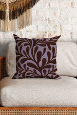 Abstract Plant Square Cushion (Red Wine)