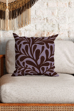 Abstract Plant Square Cushion (Red Wine) | Harper & Blake