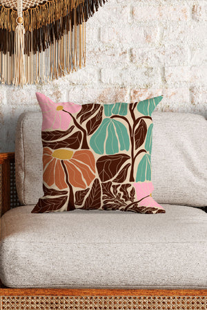 Abstract Flower Square Cushion (Sand) | Harper & Blake