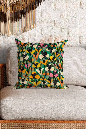 
            
                Load image into Gallery viewer, Pansy Matcha by Rachel Parker Square Cushion (Green) | Harper &amp;amp; Blake
            
        