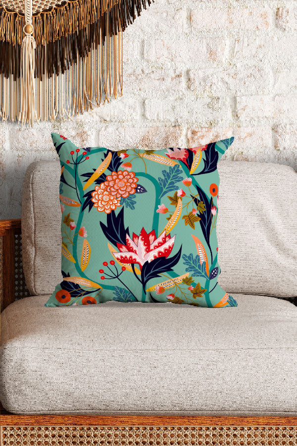 Eastern Delight by Rachel Parker Square Cushion (Mint Green)