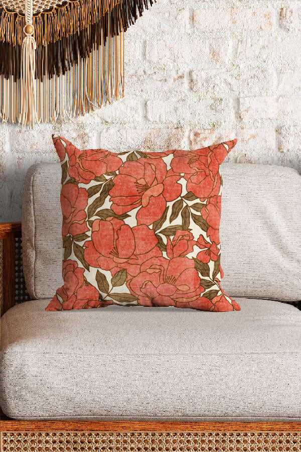 Floribunda By Amy MacCready Square Cushion (Red) | Harper & Blake