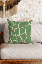 Giraffe Skin Square Cushion (Green)