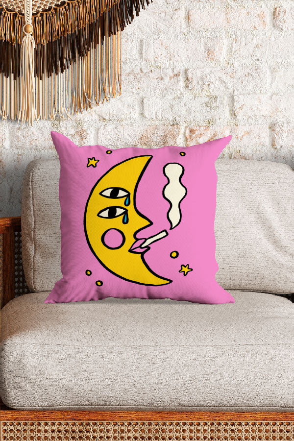 Sassy Moon By Aley Wild Square Cushion (Pink) | Harper & Blake