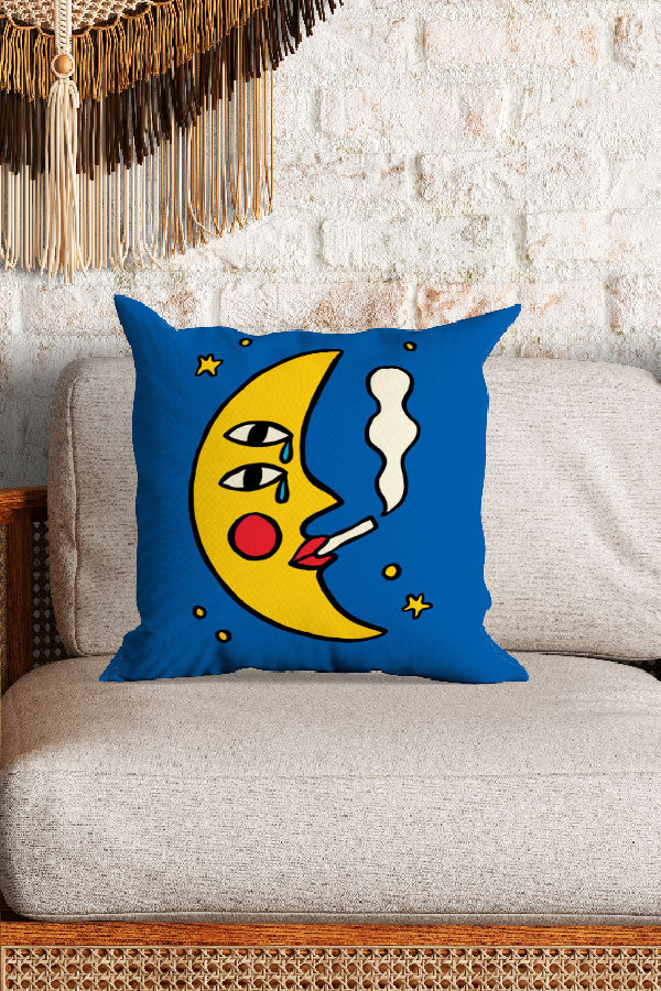 Sassy Moon By Aley Wild Square Cushion (Blue) | Harper & Blake