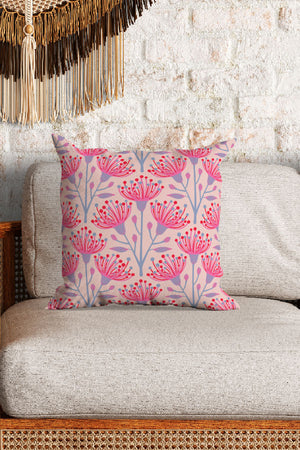 Eucalyptus By Jackie Tahara Square Cushion (Fuchsia Pink) | Harper & Blake
