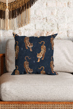 Tigers Steel by Misentangledvision Square Cushion (Blue)