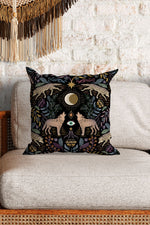 Mystical Grey Wolves by Misentangledvision Square Cushion (Black)