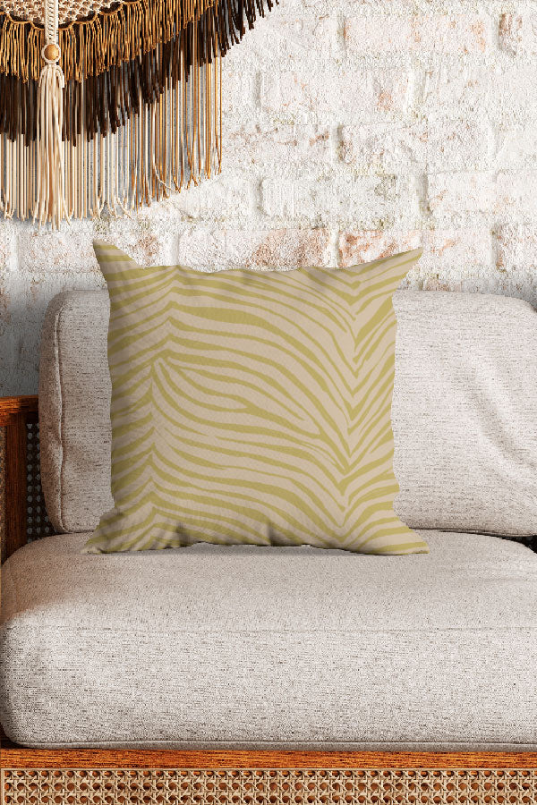 Zebra Skin Print Square Cushion (Lemon Yellow) | Harper & Blake