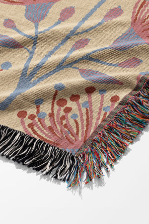 Eucalyptus By Jackie Tahara Jacquard Woven Blanket (Fuchsia Pink) | Harper & Blake