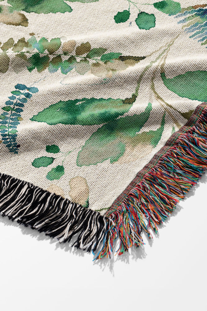 Botanical Collection By Ninola Design Jacquard Woven Blanket (Green)