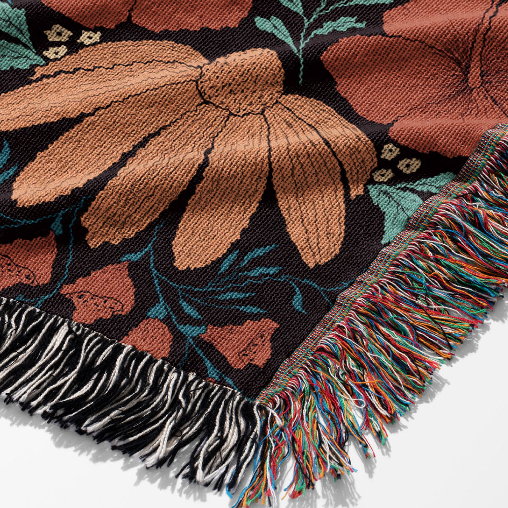 
                  
                    Garden Flower Block Print Damask by Denes Anna Design Jacquard Woven Blanket (Dark) | Harper & Blake
                  
                
