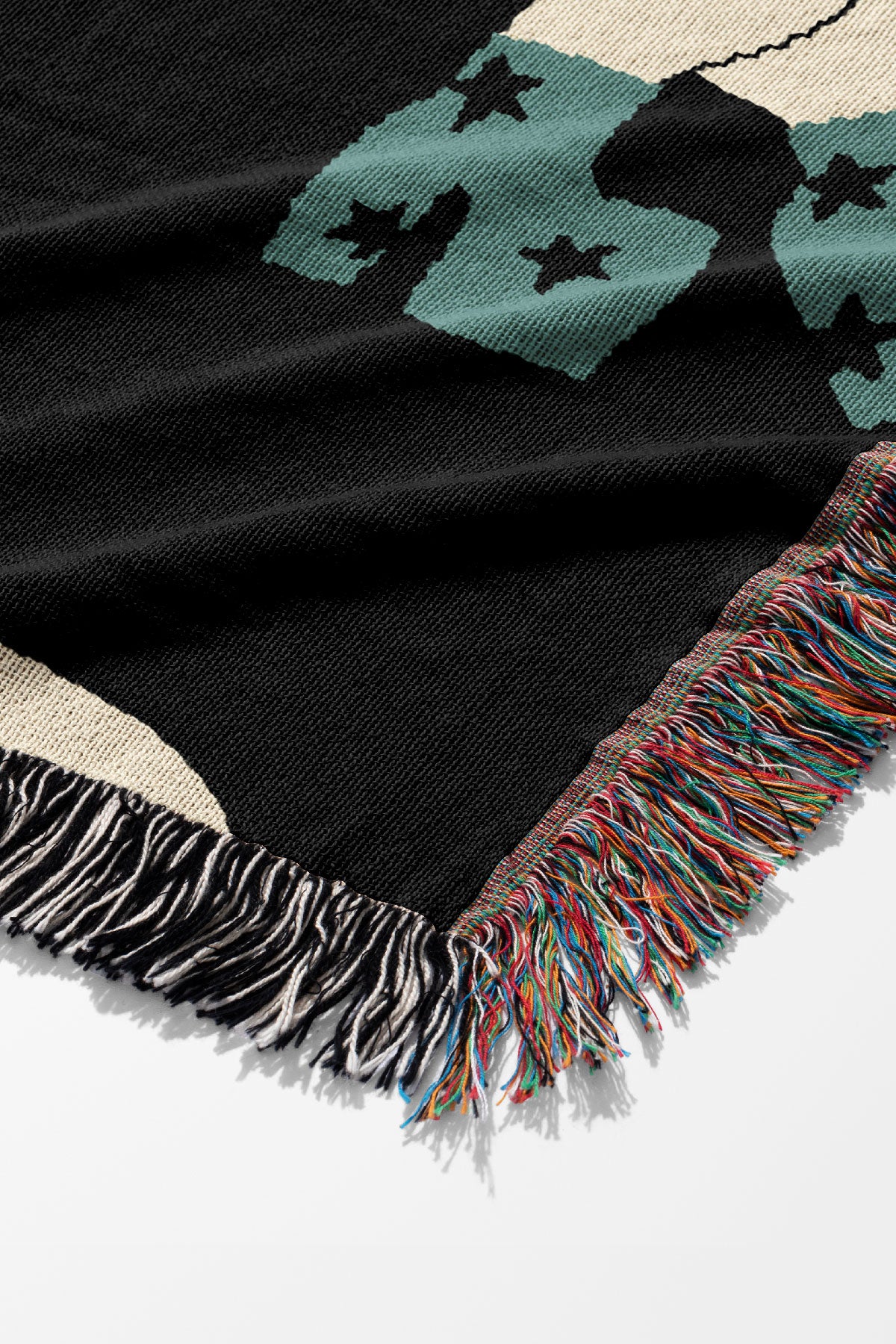 Mood Cat by Aley Wild Jacquard Woven Blanket (Black Green) | Harper & Blake