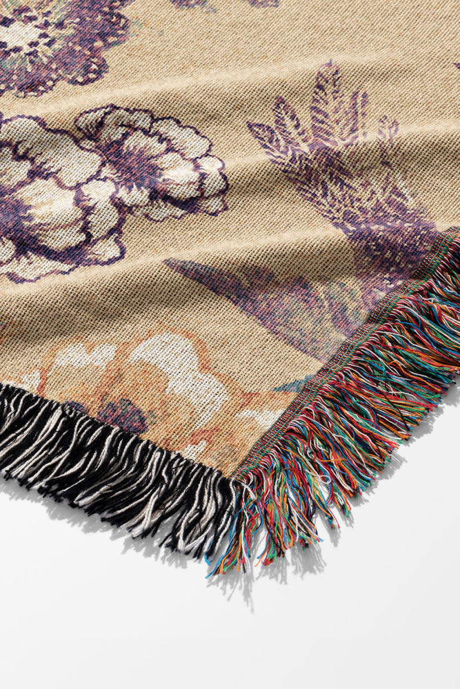 Indian Chintz by Cecilia Mok Jacquard Woven Blanket (Beige) | Harper & Blake
