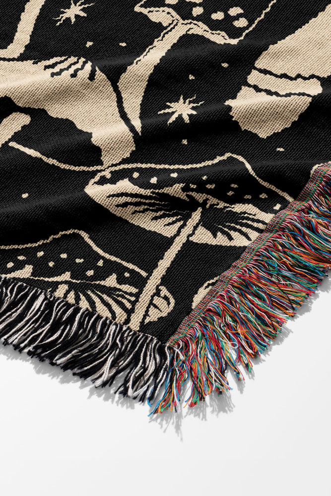 
            
                Load image into Gallery viewer, Mushroom Collection by Misentangledvision Jacquard Woven Blanket (Black) | Harper &amp;amp; Blake
            
        