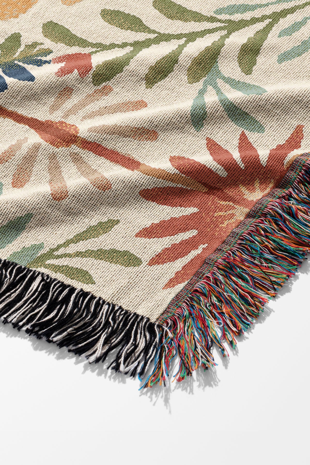 Nostalgic Vintage Tile by Garabateo Jacquard Woven Blanket (Beige) | Harper & Blake