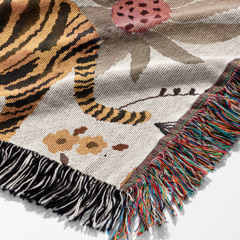 
                  
                    Spring Tigers and Flowers By Ninola Design Jacquard Woven Blanket (White) | Harper & Blake
                  
                