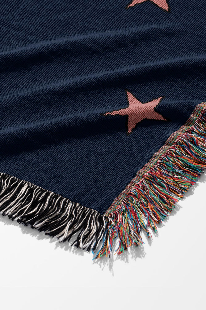 Two Star Tigers Jacquard Woven Blanket (Deep Blue) | Harper & Blake