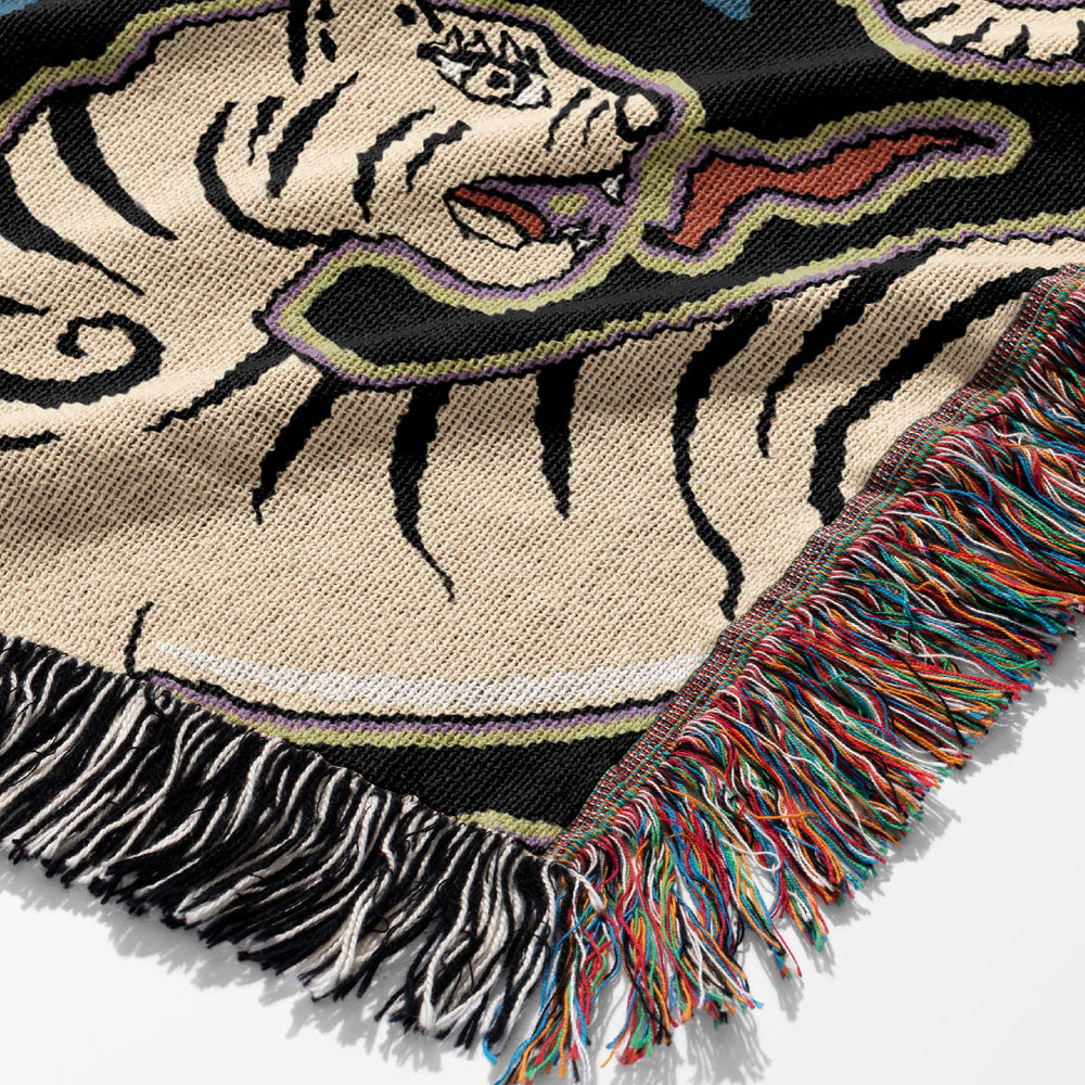 
                  
                    Flaming Tigers by Misentangledvision Jacquard Woven Blanket (Black) | Harper & Blake
                  
                