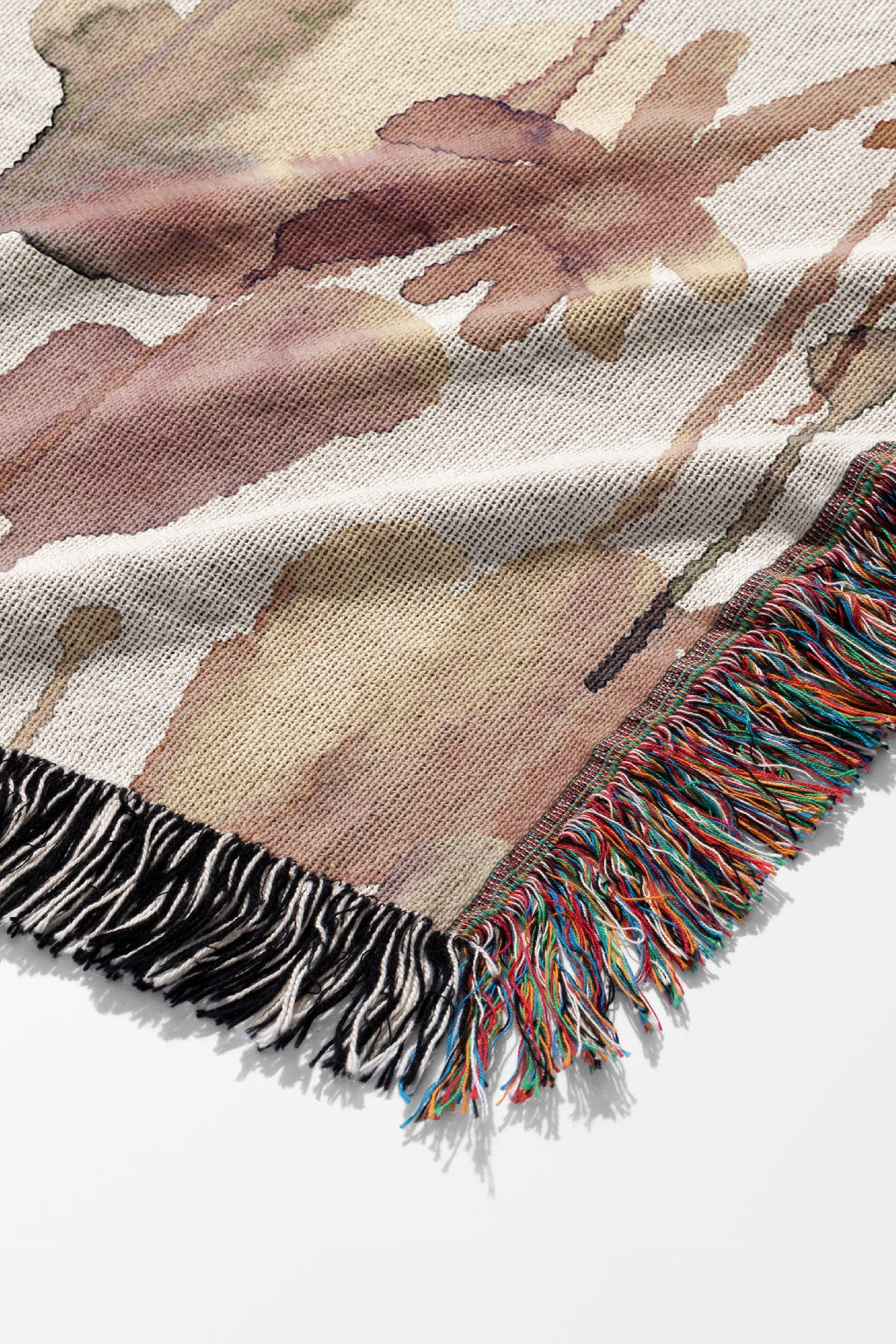 Wild Flowers Watercolour By Ninola Design Jacquard Woven Blanket (Neutral) | Harper & Blake