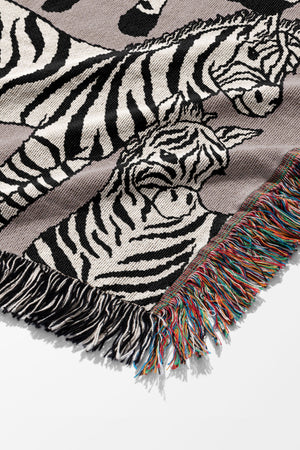 
            
                Load image into Gallery viewer, Zebra Pattern Jacquard Woven Blanket (Lilac) | Harper &amp;amp; Blake
            
        