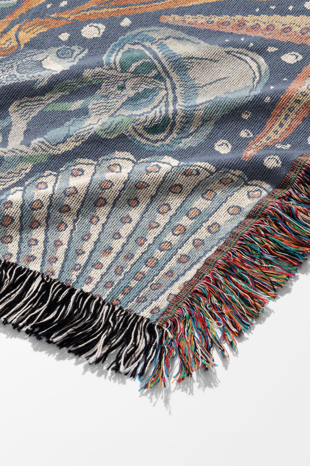 Deep Sea Damask By Rebecca Elfast Jacquard Woven Blanket (Blue) | Harper & Blake
