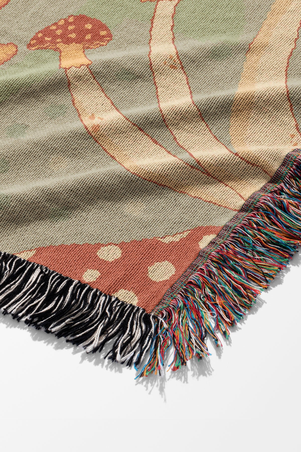 Fabulous Funghi Jacquard Woven Blanket (Green) | Harper & Blake