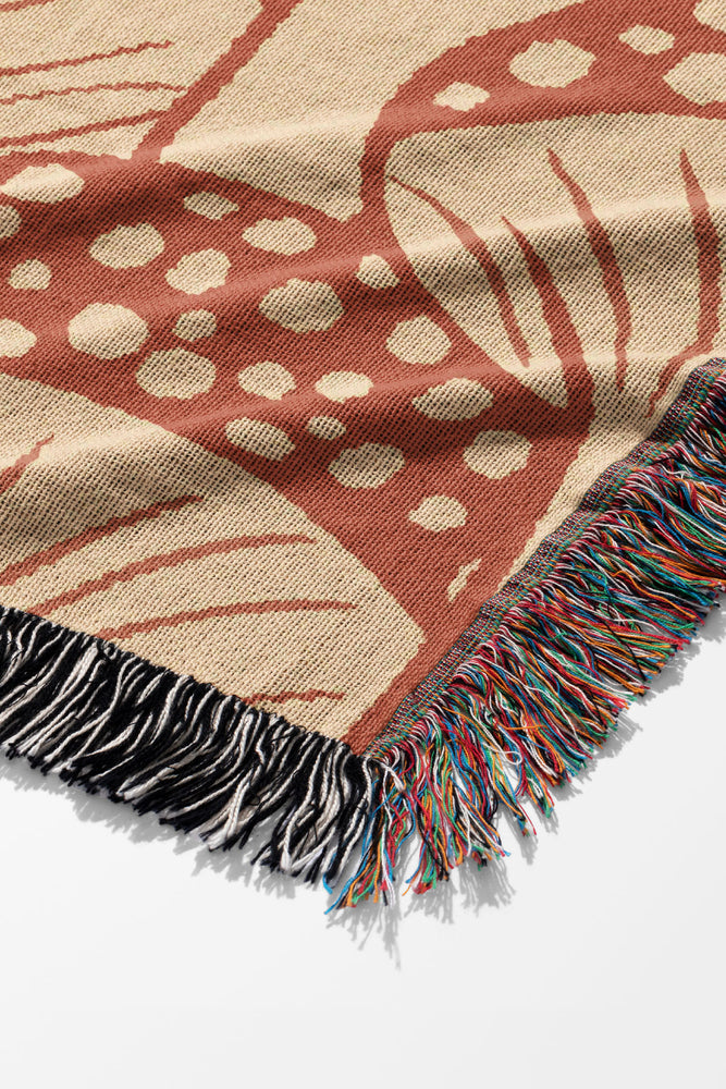 Fabulous Funghi Dawn by Elissa Rua Jacquard Woven Blanket (Red) | Harper & Blake