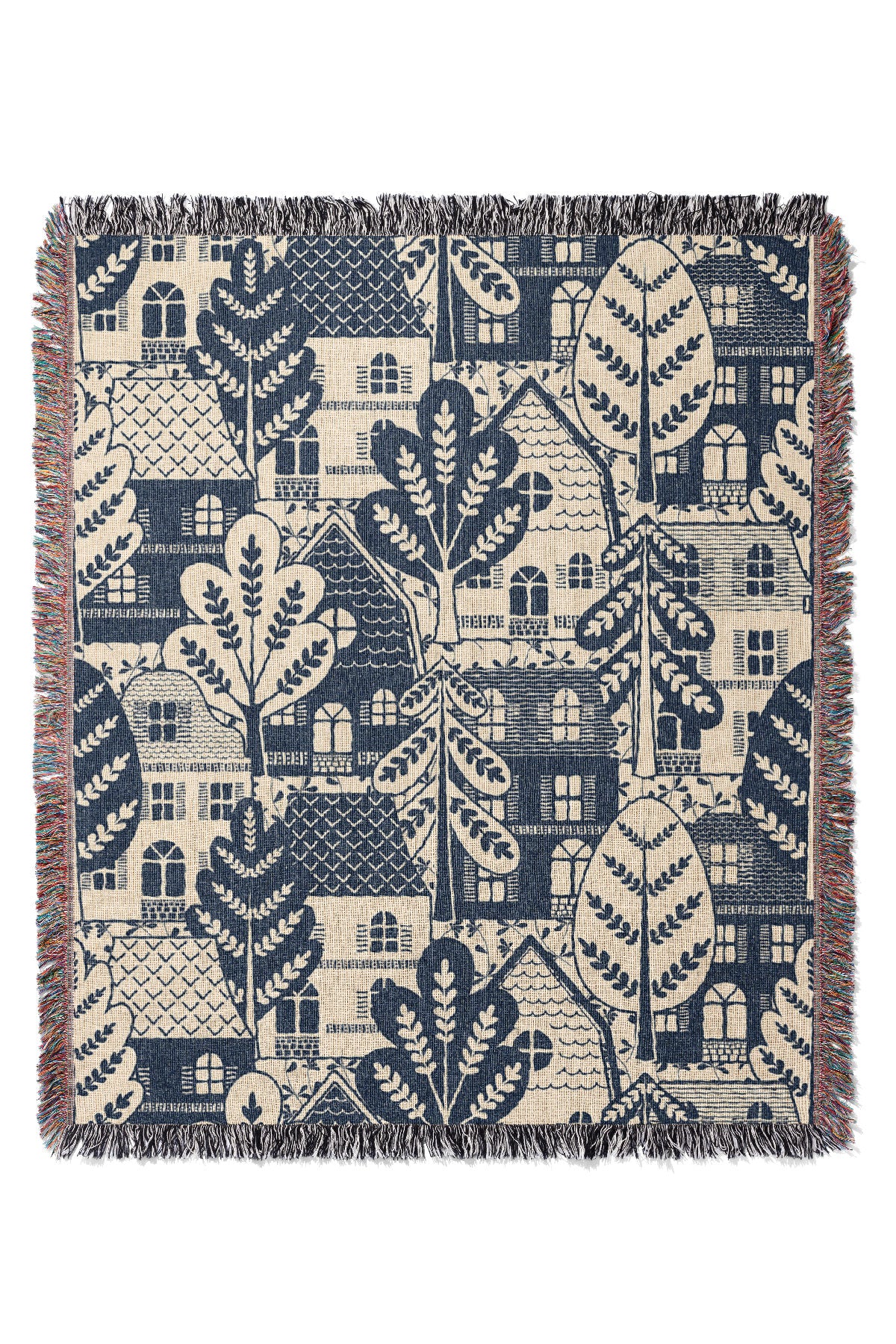 Adventure Travel Block by Garabateo Jacquard Woven Blanket (Blue) | Harper & Blake