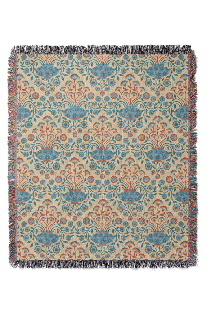 Dreamy Damask Sunscape By Jackie Tahara Jacquard Woven Blanket (Beige)