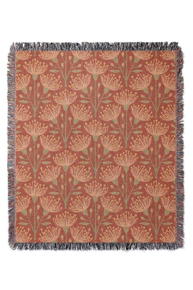 Eucalyptus By Jackie Tahara Jacquard Woven Blanket (Living Coral)