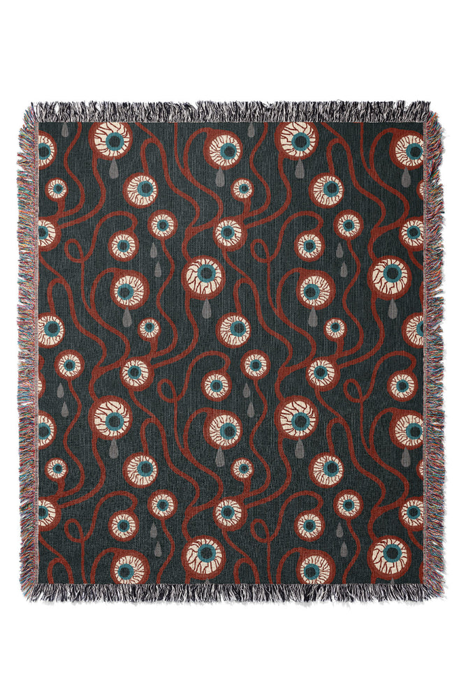 Eyeballs By Jackie Tahara Jacquard Woven Blanket (Black) | Harper & Blake