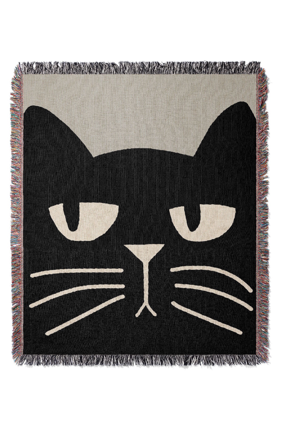 Two Tone Bold Cat Jacquard Woven Blanket (Black) | Harper & Blake