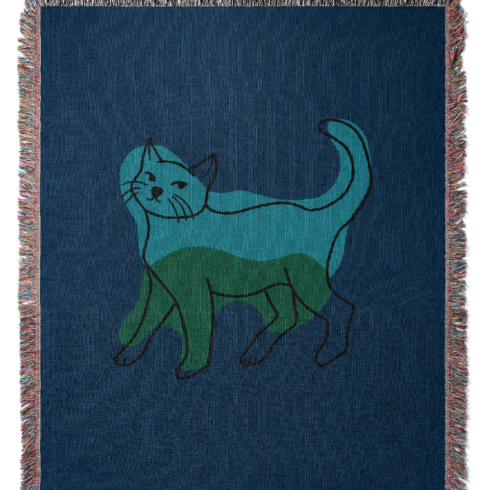 
                  
                    Cat Colour Jacquard Woven Blanket (Blue) | Harper & Blake
                  
                