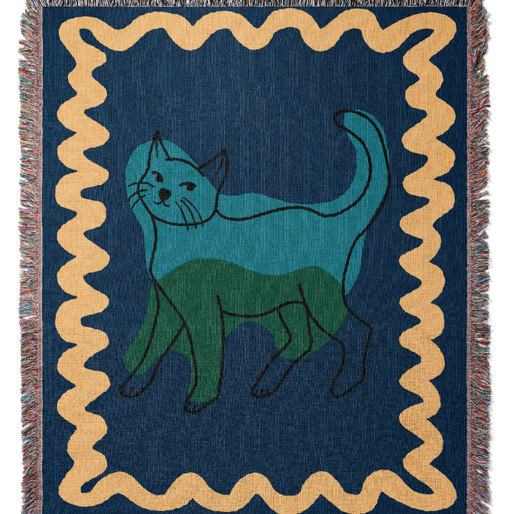 
                  
                    Cat Colour Swirl Jacquard Woven Blanket (Blue) | Harper & Blake
                  
                
