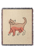 Cat Colour Jacquard Woven Blanket (Neutral)